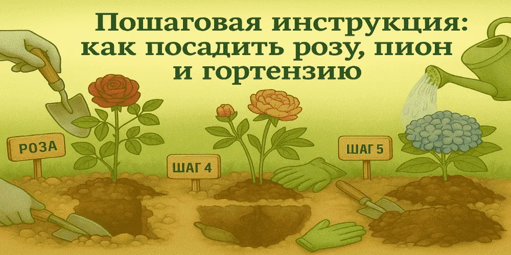 Пошаговая инструкция: как посадить розу, пион и гортензию